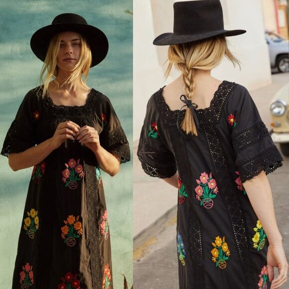 Christy Dawn Handmade Floral Embroidered Simone Maxi Dress in Noir Embroidery - Picture 5 of 15
